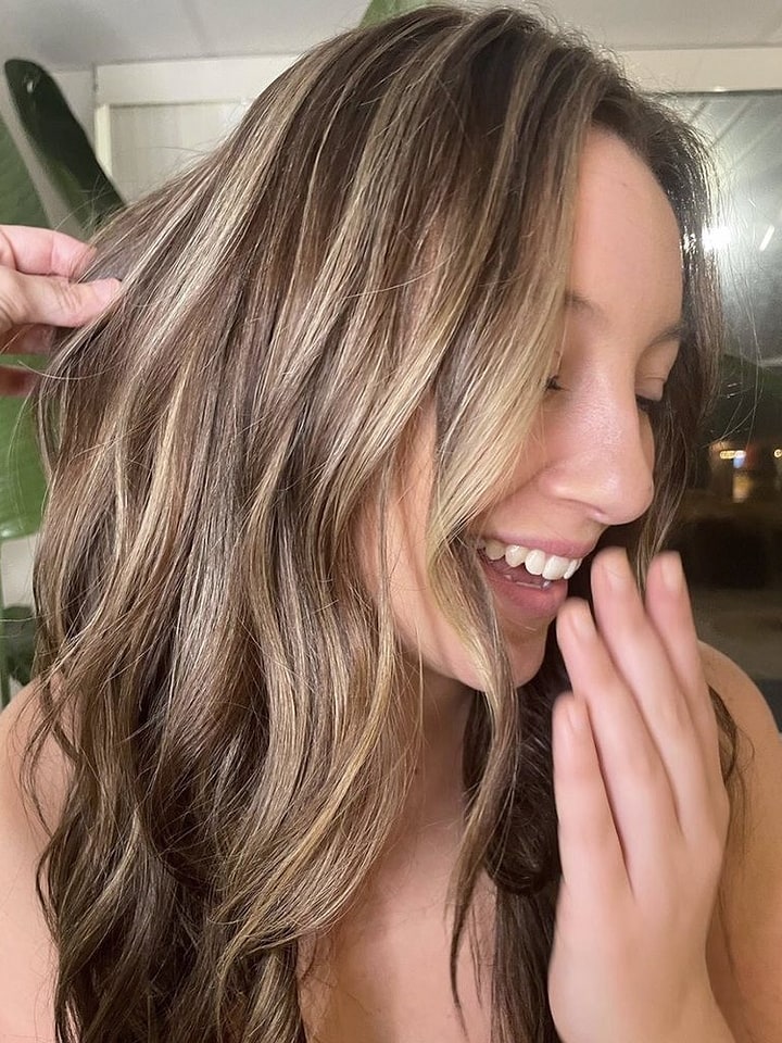 Brunette with blonde highlights