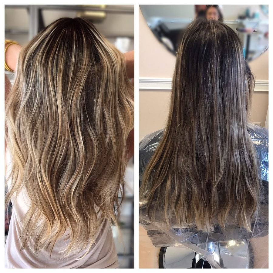 Before and after blonde transformation
